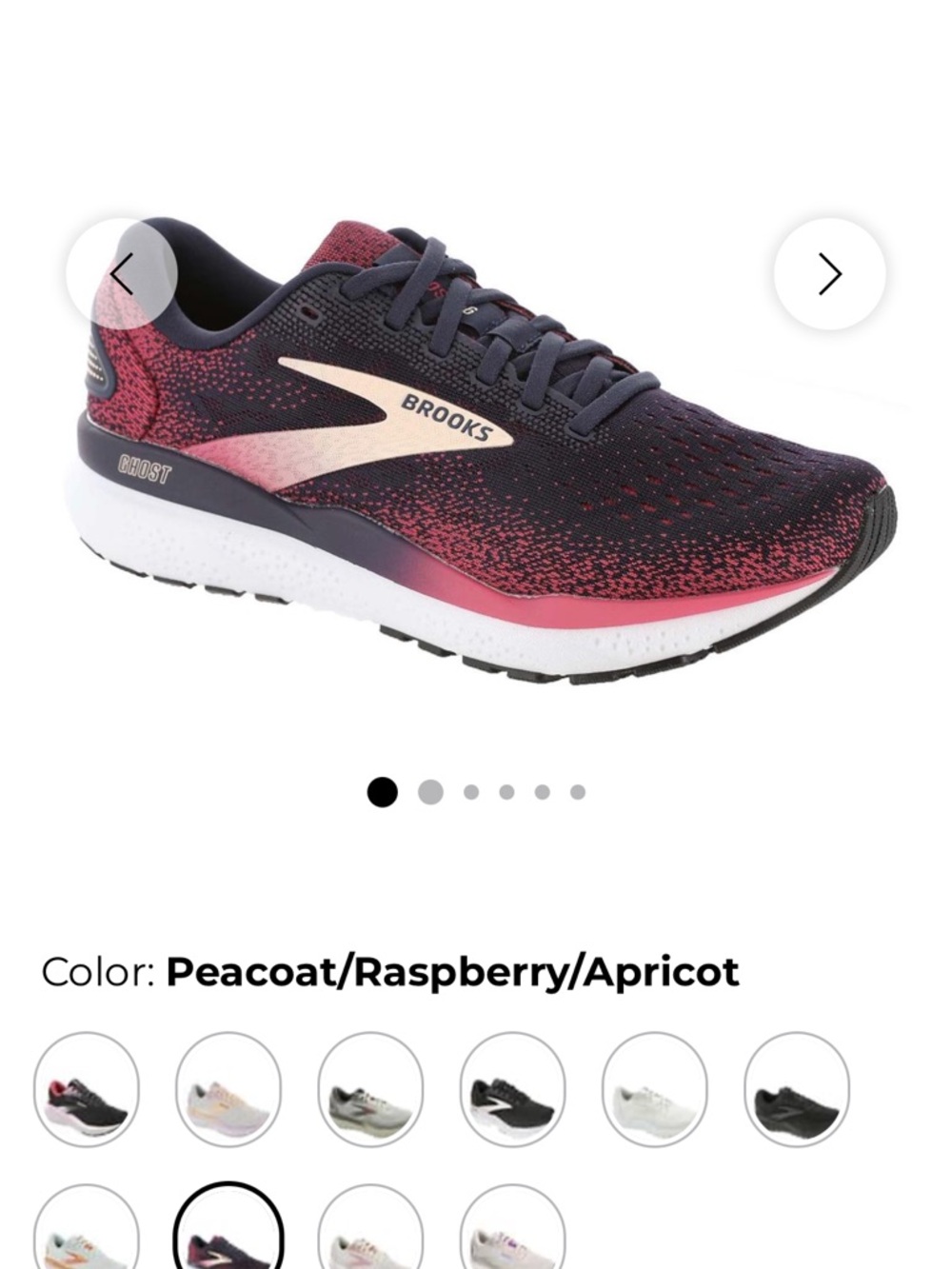 BROOKS GHOST 16  Running Shoe - Peacoat, Raspberry, Apricot